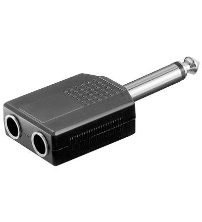Adaptateur audio-video jack 6.35mm male mono / 2 x jack 6.35mm femelle mono