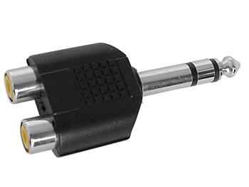 Adaptateur audio jack 6.35mm male stéréo / 2 x rca femelle