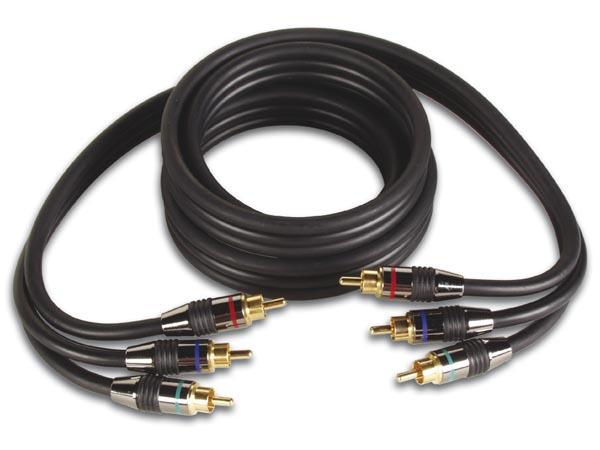 Cable video rca haute qualite 1.5m, 2 x 3 contacts rca dores