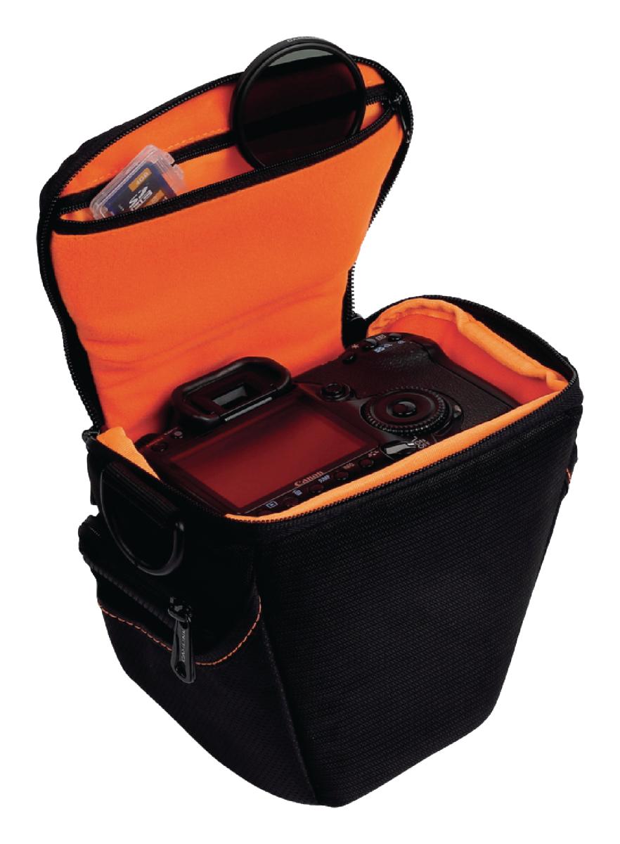 Sac bandoulière pour appareil photo / camera 160-185 x 145 x 140 mm noir/orange
