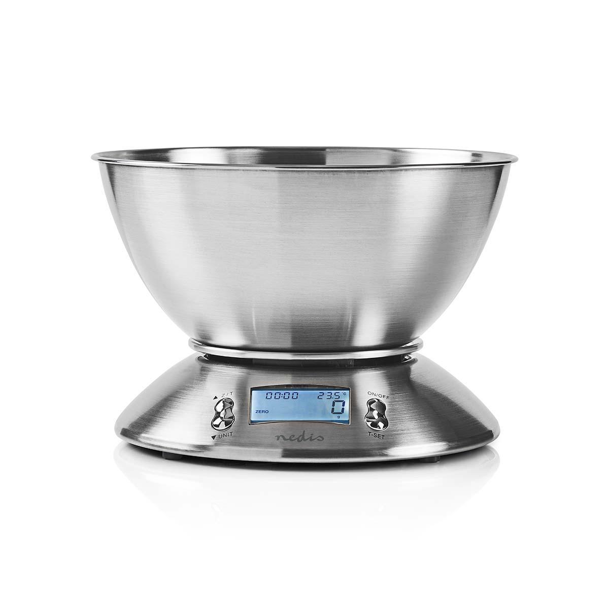 Balance de cuisine numérique  / acier / fonction minuterie / fonction thermomètre / removable bowl