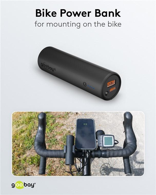 Powerbank (5.000ma/h) usb-c + usb-a  (charge rapide 3.0) + support pour montage cadre vélo