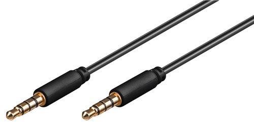 Cordon audio jack 3.5mm male 4 poles/jack 3.5mm male 4 poles contacts dores l=1.50m