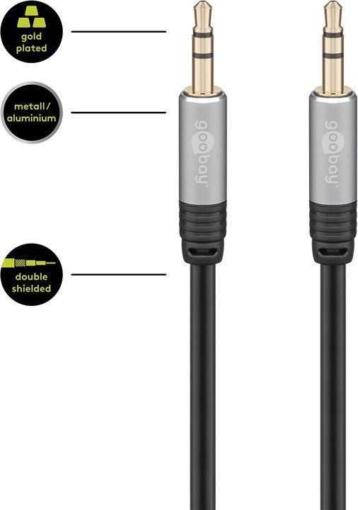 Cable haute qualité jack mâle 3.5mm stéréo / jack mâle 3.5mm stéréo l=5m slim