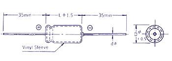 Condensateur chimique axial 100aµf / 25v 8.2x17mm 85°c