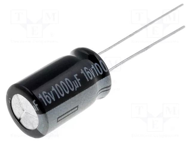 Condensateur chimique radial 1000uf / 16v / 10x16mm 105°c (idéal pour alim perfectdraft)