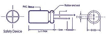 Condensateur chimique radial 100uf 35v 8x11.5mm 105°