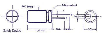 Condensateur chimique radial 160v 1uf 6.3x11mm 105°c
