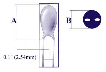 Condensateur tantale  22aµf / 35v pas 5.08mm