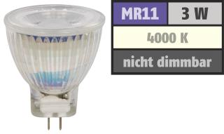 Lampe gu4 -mr11- a leds  3w - blanc neutre - 4000°k - 250 lumens - 12v -