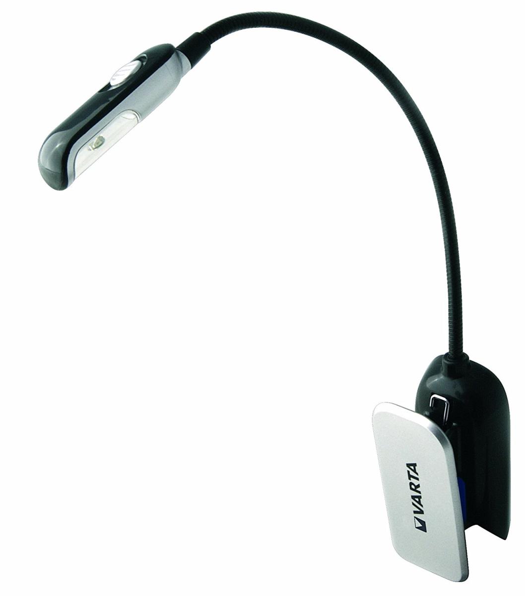 Lampe de lecture avec éclairage a led fixation par pinces sur flexible 25cm multi-positions varta