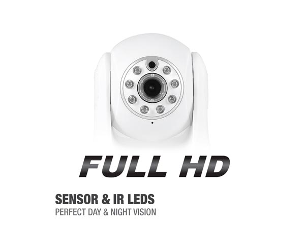 Caméra ip full hd 1080 p pan/tilt - wifi - avec application - blanc