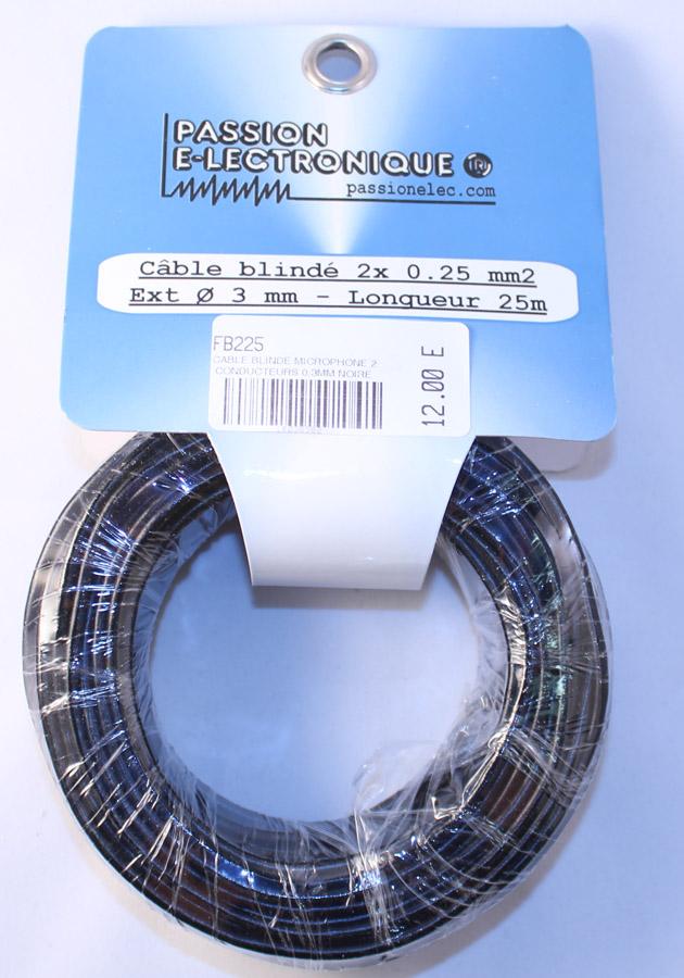 Câble audio blindé 2 x 0.25mm² l=25m noir