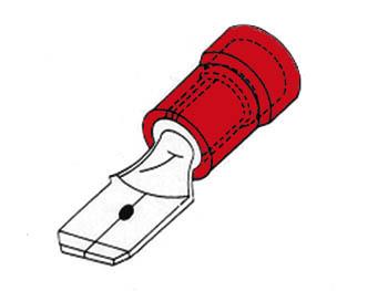 Cosse mâle 2.8mm rouge pour cable 0.5 a 1mm² lot de 10 x pièces