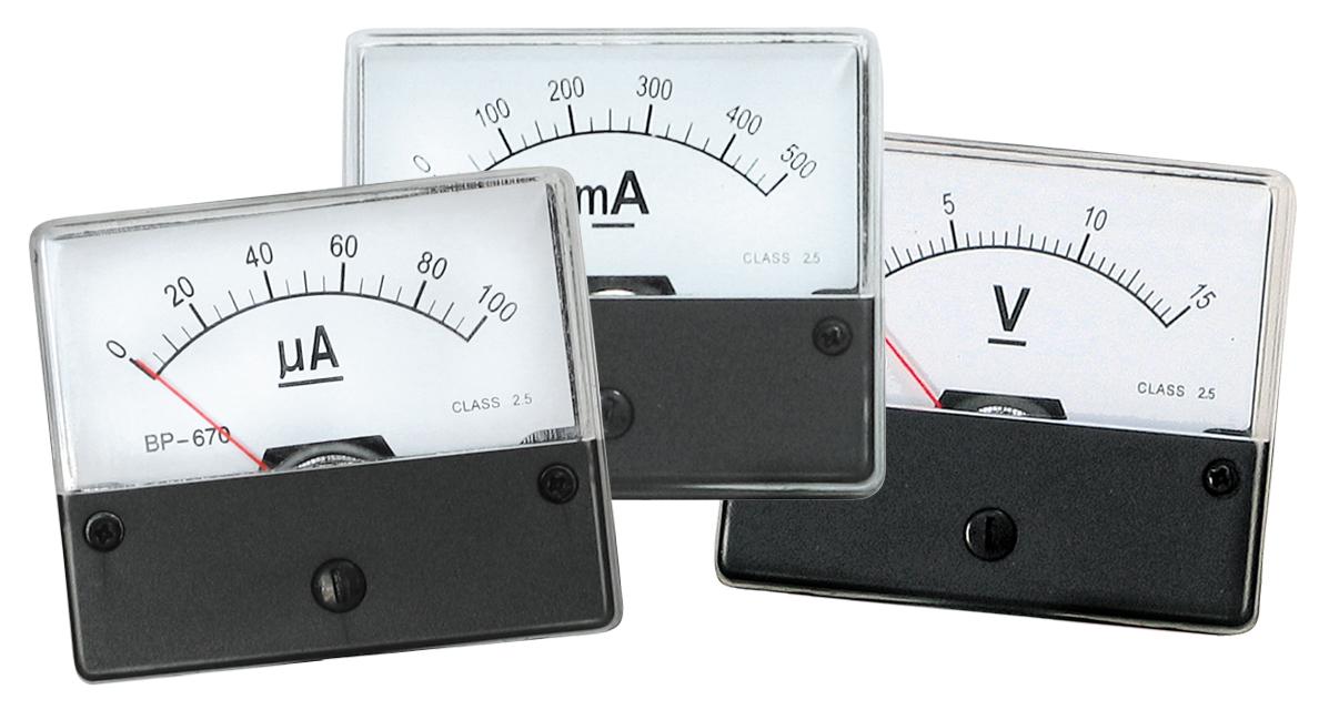Voltmètre analogique de tableau 15vcc / 70 x 60mm classe 2.5