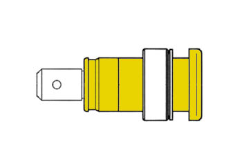 Fiche banane femelle chassis 4mm - de sécurité - en61010 - cat3  1000v 32a - jaune - (seb 2620-f6,3) hirschmann