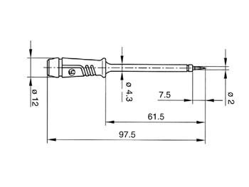 Pointe de touche à douille isolante flexible 4mm en inox - cat1   60vdc 1a -noir - ( pruef 2 ) hirschmann
