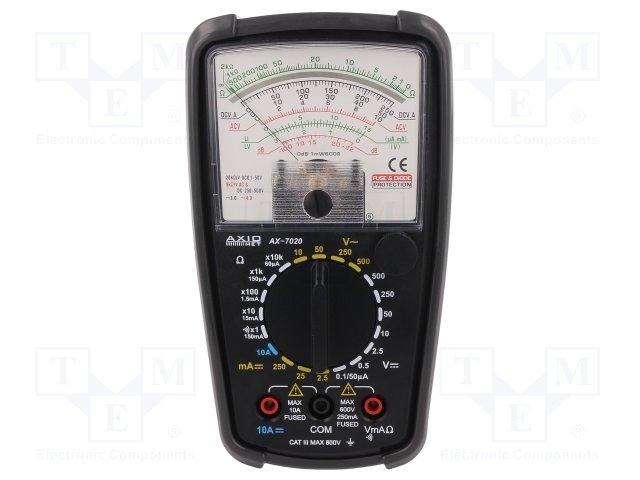 Multimètre analogique; ohmètre , voltmètre , ampèremètre , testeur de continuité ...- cat3 600v -