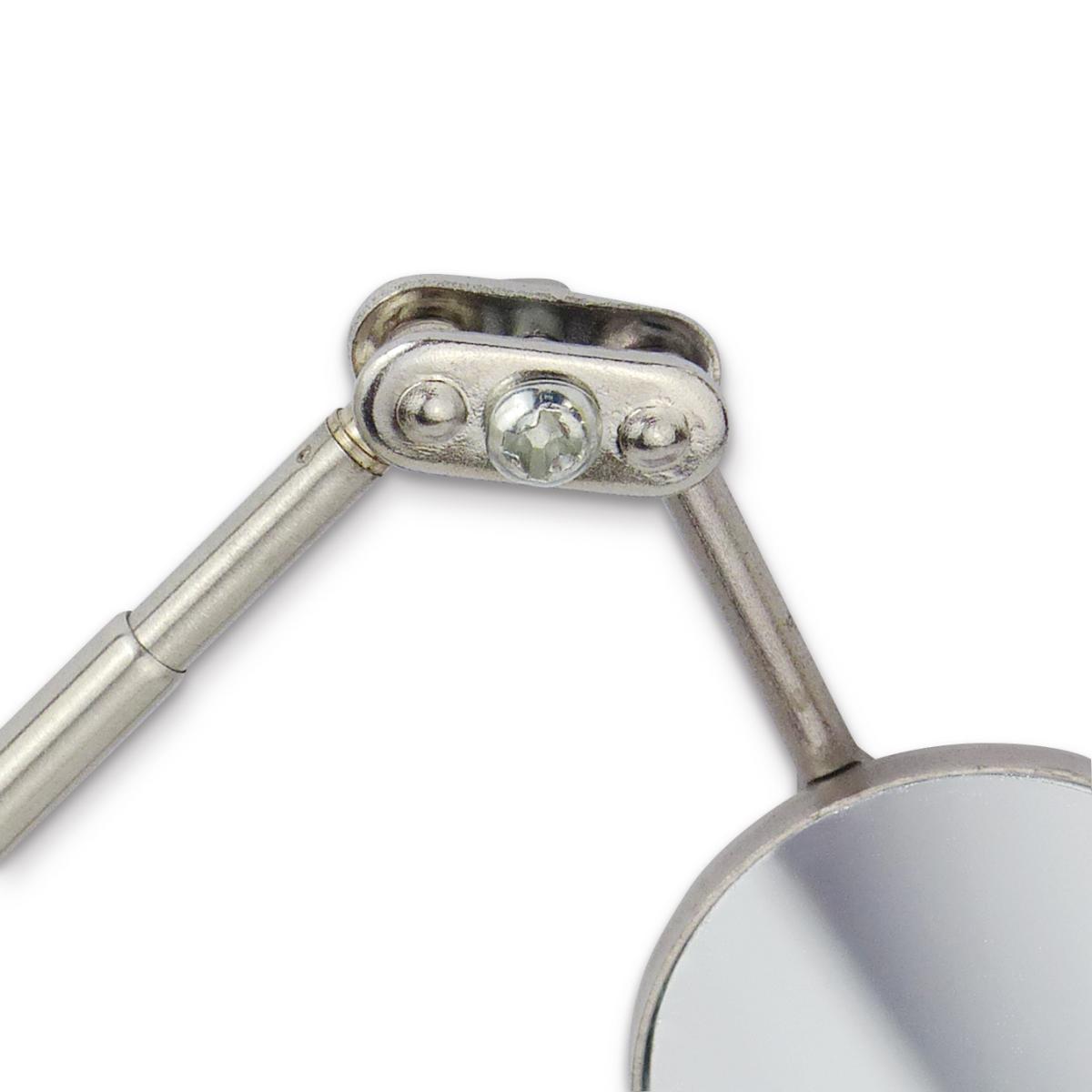Tige métallique avec miroir, orientable par rotule l=175 mm, 490 mm ouvert.