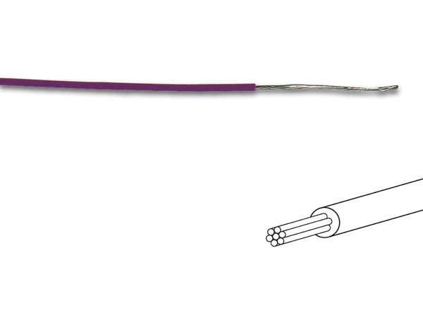 Fil de cablage - violet - multibrin ( 7 x 0.2mm ) 0.25mm2 d=1.4mm l=100m