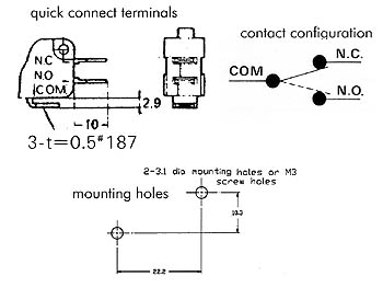 Micro switch à levier long 1 rt 10a 250v 28 x 16 x 10mm