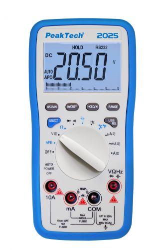 Multimètre peaktech :ohmètre/volmètre/amperemètre/thermometre/frequencemètre/capacimètre/auto-range usb cat3-600v