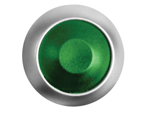 Poussoir metallique rond avec capuchon vert -  off-(on)