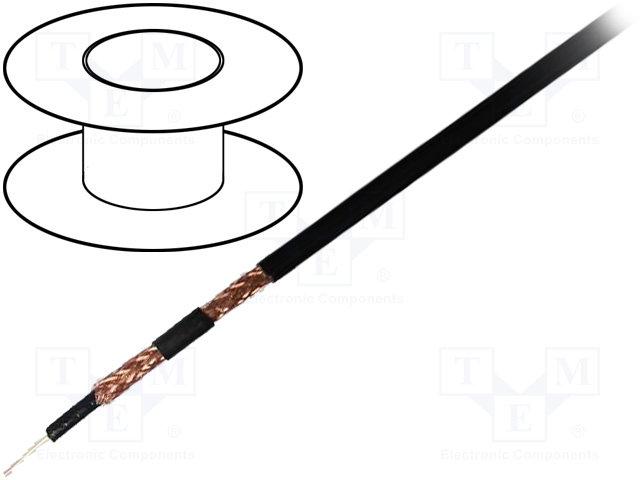 Cable coaxial 93 ohms d=6.2mm noir l=1m