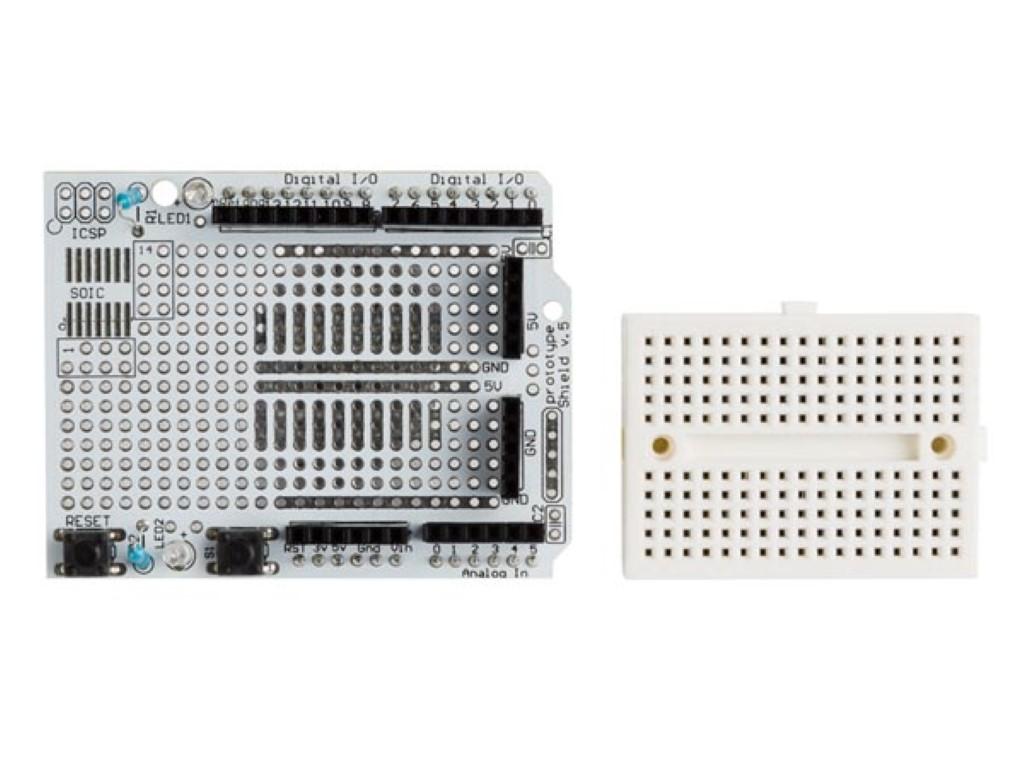 Protoshield avec mini breadboard pour arduino® uno, concevez vos propres circuits