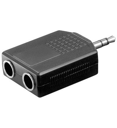 Adaptateur audio-video jack 3.5mm male stereo / 2 x jack 6.35mm femelle stereo