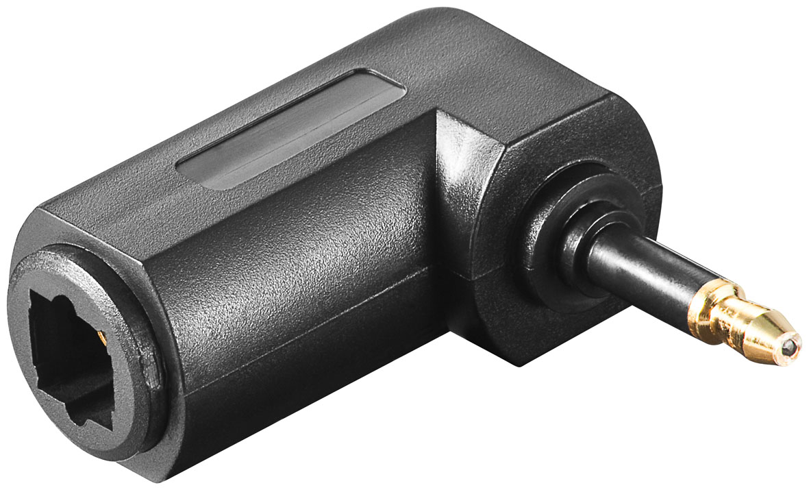 Adaptateur audio-video connecteur 3.5mm male / toslink femelle coude 90°