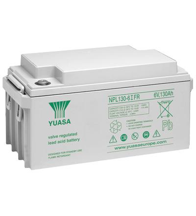 Batterie au plomb agm professionnelle 6v 130a 350x166x174mm  yuasa (npl130-6ifr)
