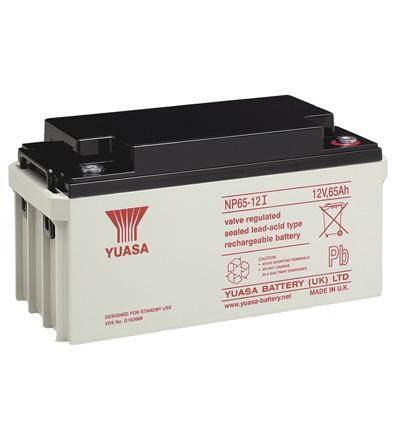 Batterie au plomb agm professionnelle 12v 65a 350x166x174mm yuasa (np65-12i)