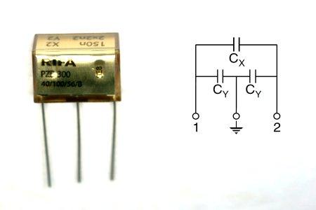 Filtre anti-parasite circuit 3 x condensateurs  150nf + 2 x 4.7nf