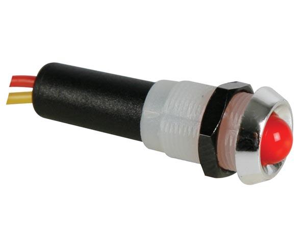 VOYANT LED ROUGE 12V RESISTANT A L'EAU - BOITIER NOIR