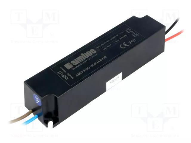 Transformateur à courant constant pour led 200ma 36-50vdc 10w ip67