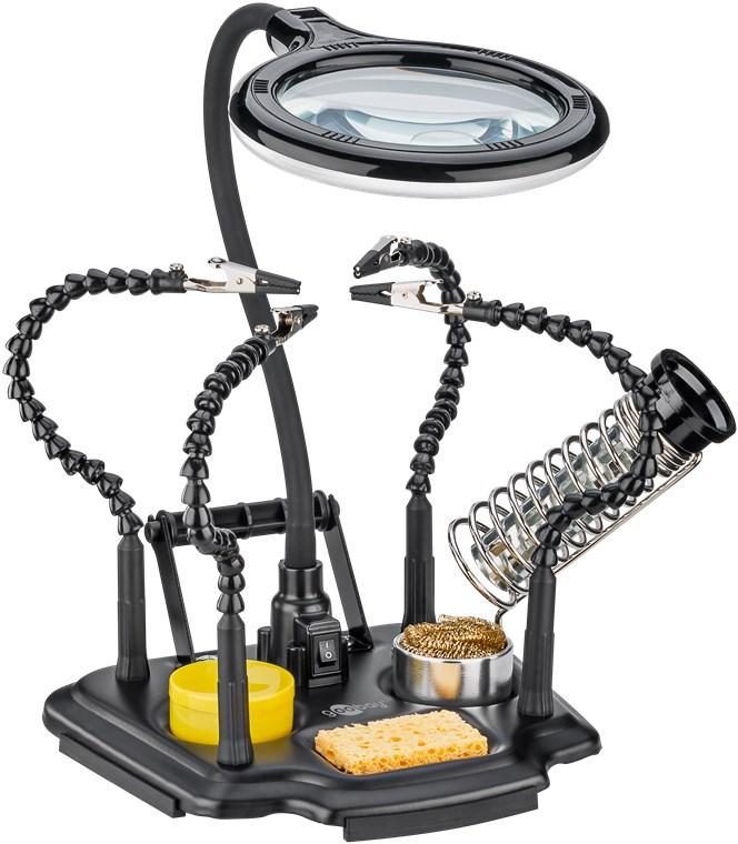 Aide au soudage avec lampe loupe et bras en col de cygne