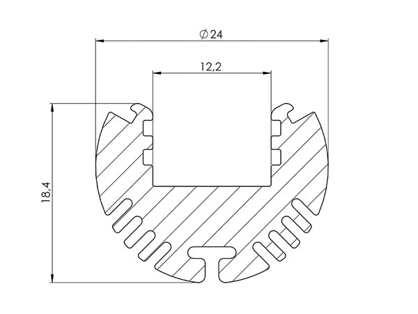 Profile alu pour flexible led 2m rond h15.4mm