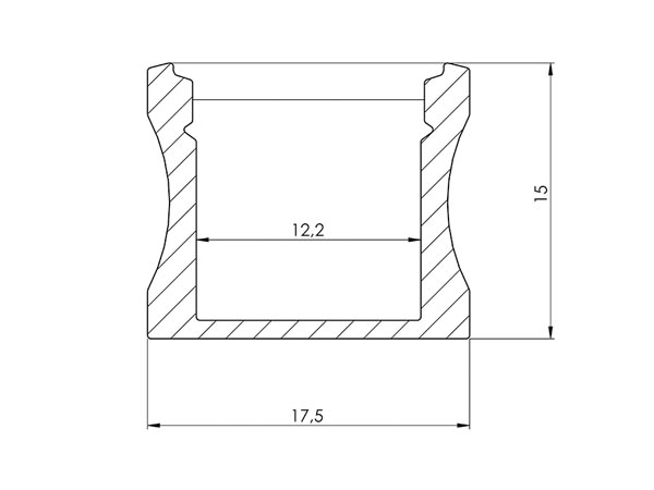 Profile alu pour flexible led 2m slim droit h 15mm