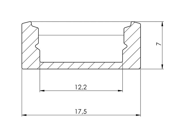 Profile alu pour flexible led 2m slim droit h7mm