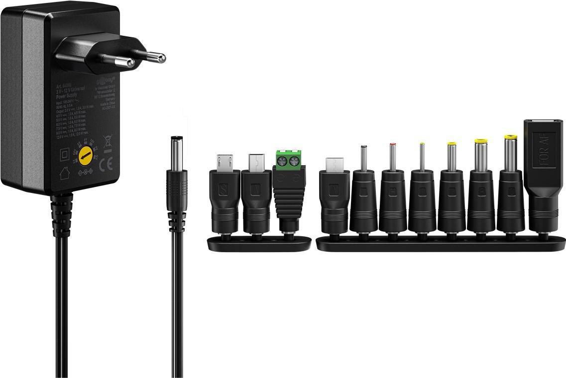 Alimentation universelle 3 v à 12 v / max 12w (1a) / 11 adaptateurs inclus