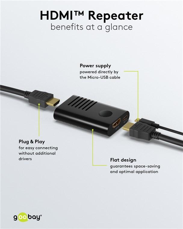 Amplificateur de signal hdmi / 4k@60hz / 25 mètres max