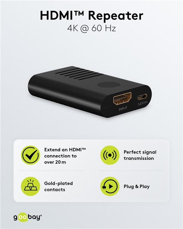 Amplificateur de signal hdmi / 4k@60hz / 25 mètres max