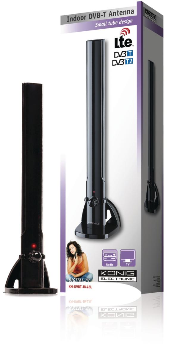 Antenne tnt d?intérieur de conception tubulaire compacte 28 db fm/vhf/uhf