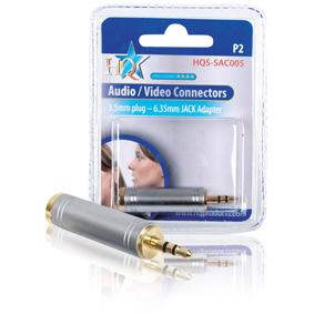 Adaptateur jack 3.5 stéréo mâle vers jack 6.35 stéréo femelle doré métal