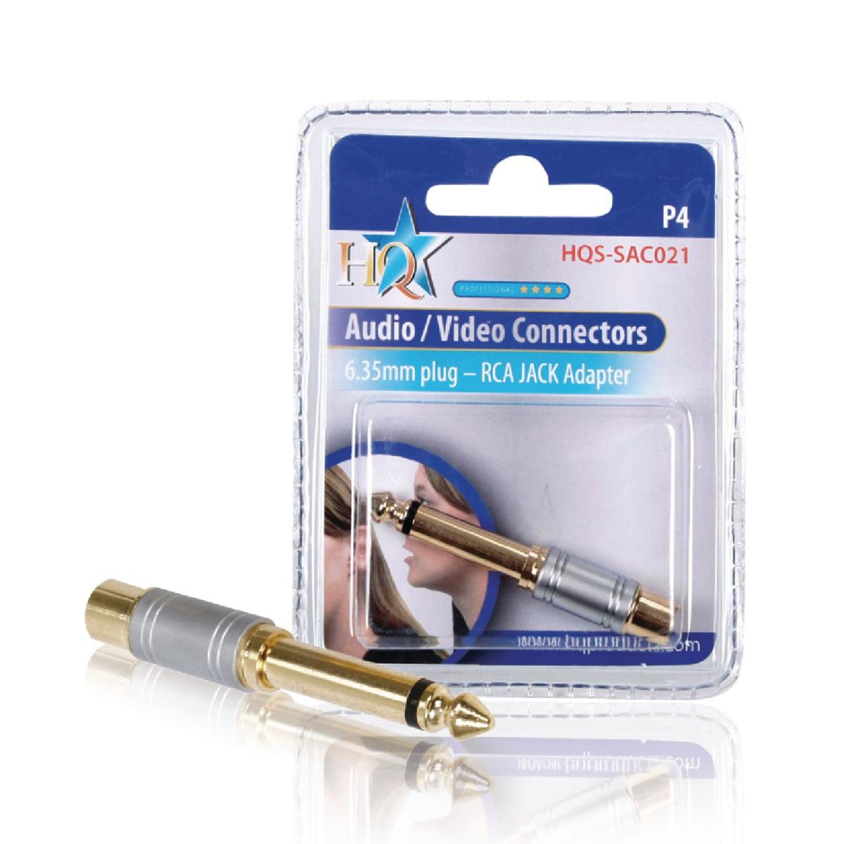 E44-Adaptateur jack 6.35 mono mâle vers rca femelle doré métal à 4,90 €