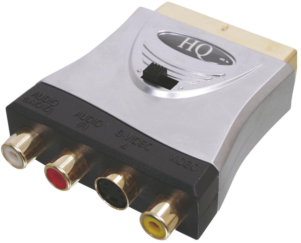Adaptateur 3 x rca femelle + mini-din 4 femelle vers péritel mâle doré hq