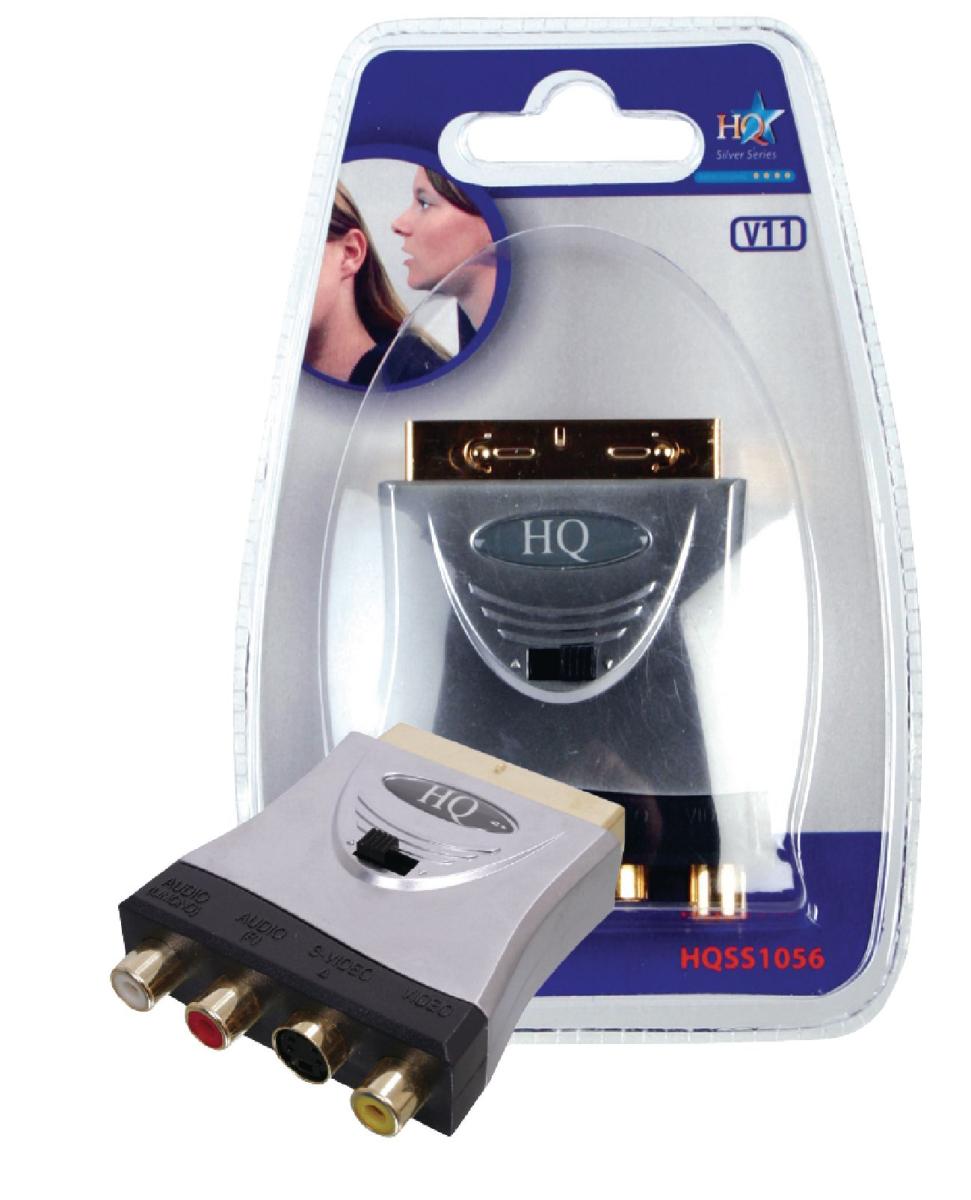 Adaptateur 3 x rca femelle + mini-din 4 femelle vers péritel mâle doré hq