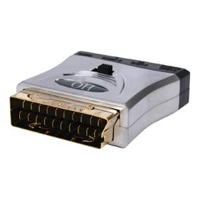 Adaptateur 3 x rca femelle + mini-din 4 femelle vers péritel mâle doré hq