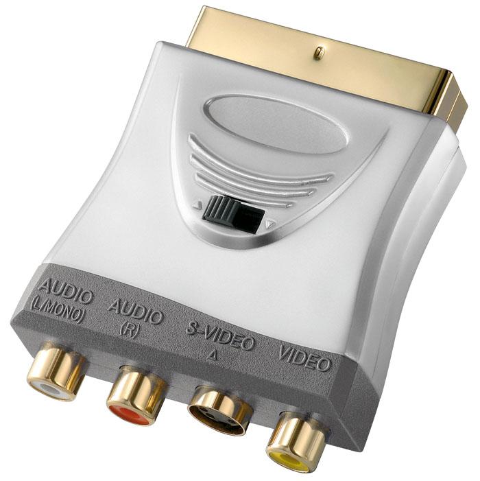 Adaptateur 3 x rca femelle + mini-din 4 femelle vers péritel mâle doré hq